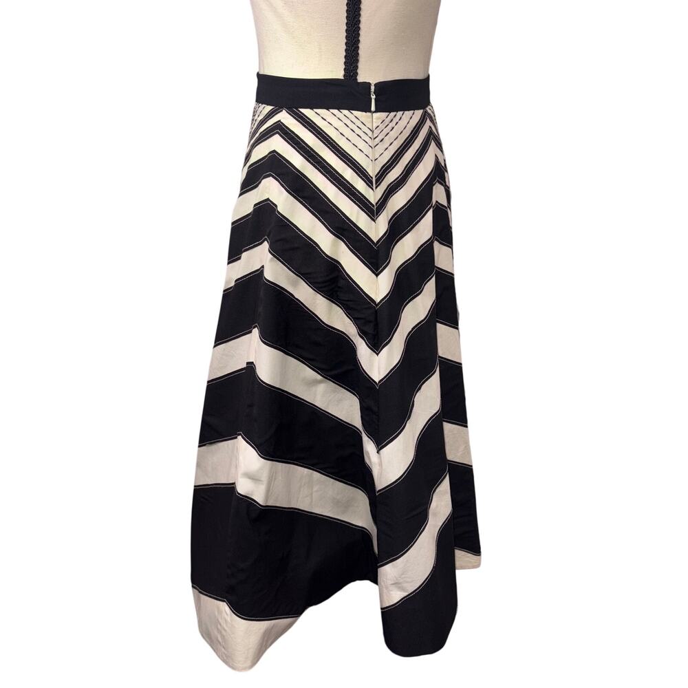 Anthropologie Elegant Old Money Full Lined Retro Mod Contrast Stitch Midi Skirt - Picture 5 of 11